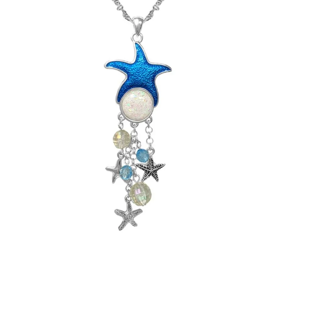 Ocean Blue Starfish Charm Necklace - Picture 2 of 3